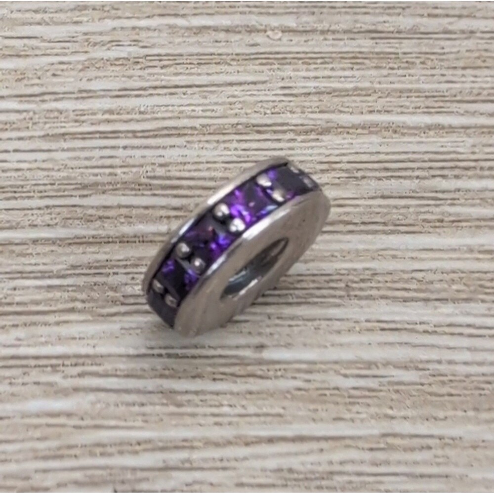 Genuine Pandora Royal Purple Eternity Spacer Crystal Charm ALE S925